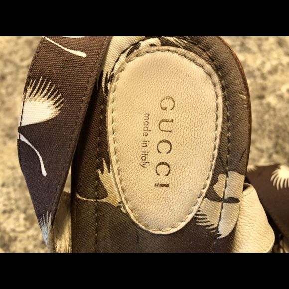 Gucci flower print wooden heel - Picture 4 of 10